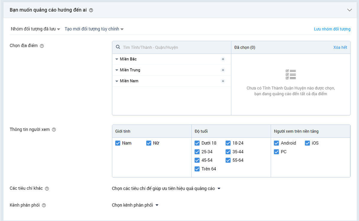 nhắm đối tượng khi chạy quảng cáo zalo ads